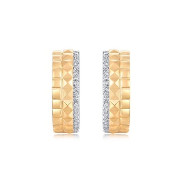 Classic Diamond 14K (or 18k upon request) Yellow Gold Halo Circle Earrings